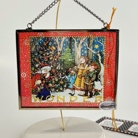 Mary Engelbreit Window Suncatcher Stained Glass Santa Christmas Tree Enesco - Picture 2 of 10